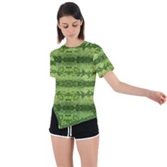 Watermelon Pattern, Fruit Skin In Green Colors Asymmetrical Short Sleeve Sports Tee by Casemiro