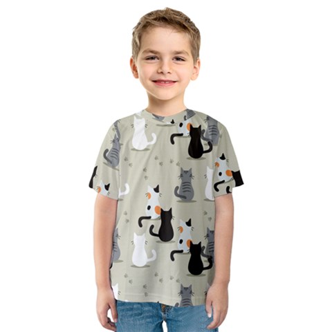 Cute Cat Seamless Pattern Kids  Sport Mesh Tee by Vaneshart