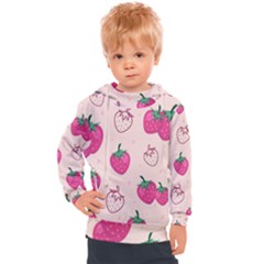 Seamless Strawberry Fruit Pattern Background Kids  Hooded Pullover