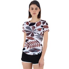 Shiny Leafs Back Cut Out Sport Tee