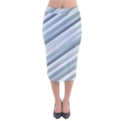 Modern Stripes Print Velvet Midi Pencil Skirt