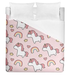 Cute-unicorn-rainbow-seamless-pattern-background Duvet Cover (queen Size)