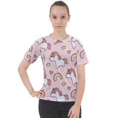 Cute-unicorn-rainbow-seamless-pattern-background Women s Sport Raglan Tee