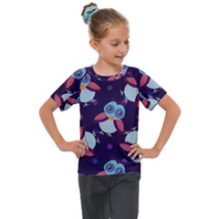 Owl-pattern-background Kids  Mesh Piece Tee