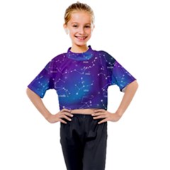 Realistic-night-sky-poster-with-constellations Kids Mock Neck Tee