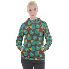 Vector-illustration-seamless-pattern-with-cartoon-duck Women s Hooded Pullover by Vaneshart