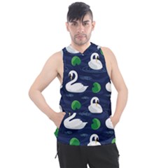 Swan Pattern Elegant Design Men s Sleeveless Hoodie