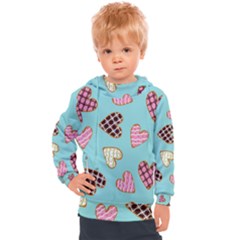 Seamless Pattern With Heart Shaped Cookies With Sugar Icing Kids  Hooded Pullover