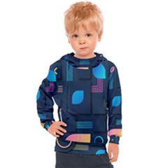 Gradient Geometric Shapes Dark Background Kids  Hooded Pullover by Vaneshart