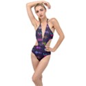 Colorful-sound-wave-set Plunging Cut Out Swimsuit View1