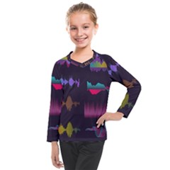 Colorful-sound-wave-set Kids  Long Mesh Tee