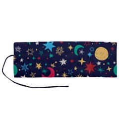 Colorful-background-moons-stars Roll Up Canvas Pencil Holder (m) by Vaneshart