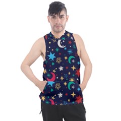 Colorful-background-moons-stars Men s Sleeveless Hoodie