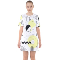 Graphic Design Geometric Background Sixties Short Sleeve Mini Dress by Vaneshart