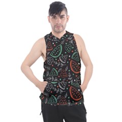 Seamless-vector-pattern-with-watermelons-mint -- Men s Sleeveless Hoodie