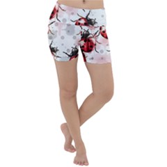 Ladybugs-pattern-texture-watercolor Lightweight Velour Yoga Shorts by Vaneshart