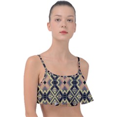 Seamless-mexican-pattern Frill Bikini Top by Vaneshart