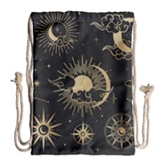 Asian-set-with-clouds-moon-sun-stars-vector-collection-oriental-chinese-japanese-korean-style Drawstring Bag (large)