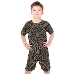 Zentangle-styled-ornament-pattern Kids  Tee And Shorts Set by Vaneshart