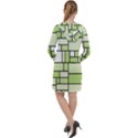 Green-geometric-digital-paper Long Sleeve Hoodie Dress View2