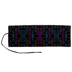 Neon Geometric Seamless Pattern Roll Up Canvas Pencil Holder (m) by dflcprintsclothing