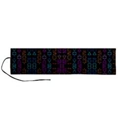 Neon Geometric Seamless Pattern Roll Up Canvas Pencil Holder (l) by dflcprintsclothing