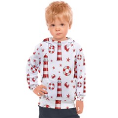 Nautical Seamless Pattern Kids  Hooded Pullover