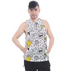 Set Cute Colorful Doodle Hand Drawing Men s Sleeveless Hoodie