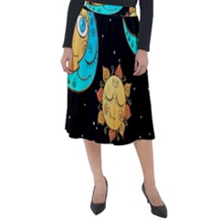 Seamless Pattern With Sun Moon Children Classic Velour Midi Skirt  by BangZart