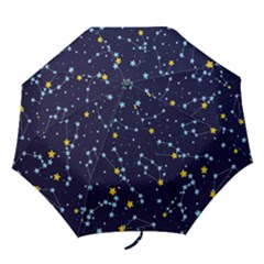 Seamless Pattern With Cartoon Zodiac Constellations Starry Sky Folding Umbrellas