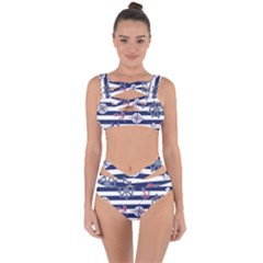 Seamless Marine Pattern Bandaged Up Bikini Set 