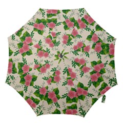 Cute Pink Flowers With Leaves-pattern Hook Handle Umbrellas (medium) by BangZart