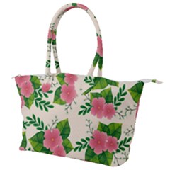 Cute Pink Flowers With Leaves-pattern Canvas Shoulder Bag by BangZart