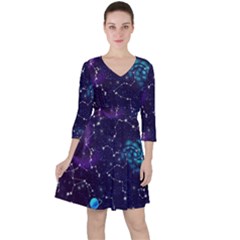 Realistic Night Sky Poster With Constellations Ruffle Dress by BangZart