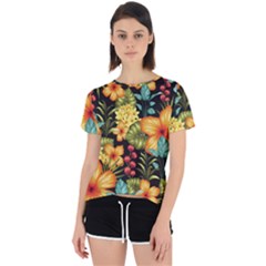 Fabulous Colorful Floral Seamless Open Back Sport Tee by BangZart