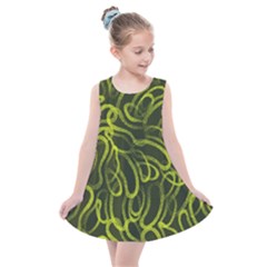 Green Abstract Stippled Repetitive Fashion Seamless Pattern Kids  Summer Dress by BangZart