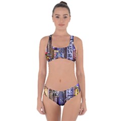 Shinjuku District Urban Night Scene, Tokyo Japan Criss Cross Bikini Set by dflcprintsclothing