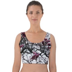 Saucer Magnolia Tree Velvet Crop Top by okhismakingart