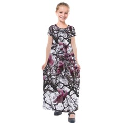 Saucer Magnolia Tree Kids  Short Sleeve Maxi Dress by okhismakingart