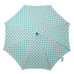 White Light Blue Hearts Pattern, Pastel Sky Blue Color Hook Handle Umbrellas (medium) by Casemiro