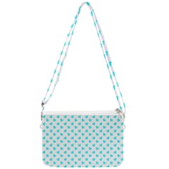 White Light Blue Hearts Pattern, Pastel Sky Blue Color Double Gusset Crossbody Bag by Casemiro