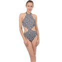 Leopard spots pattern, geometric dots, animal fur print Halter Side Cut Swimsuit View1