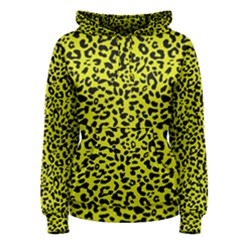 Leopard Spots Pattern, Yellow And Black Animal Fur Print, Wild Cat Theme Women s Pullover Hoodie by Casemiro