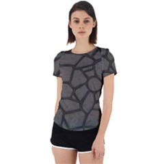 Cartoon Gray Stone Seamless Background Texture Pattern Back Cut Out Sport Tee