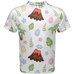 Cute Palm Volcano Seamless Pattern Men s Cotton Tee