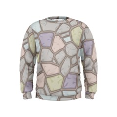 Cartoon Colored Stone Seamless Background Texture Pattern Kids  Sweatshirt by BangZart