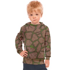 Cartoon Brown Stone Grass Seamless Background Texture Pattern Kids  Hooded Pullover by BangZart