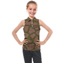 Cartoon brown stone grass seamless background texture pattern Kids  Sleeveless Polo Tee View1