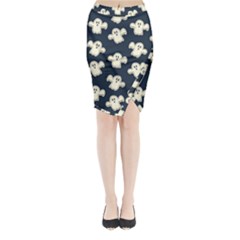 Hand Drawn Ghost Pattern Midi Wrap Pencil Skirt by BangZart