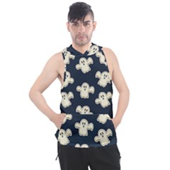 Hand Drawn Ghost Pattern Men s Sleeveless Hoodie